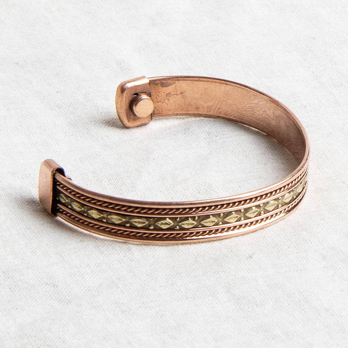 Brass Diamond Magnetic Copper Bracelet by Tiny Rituals