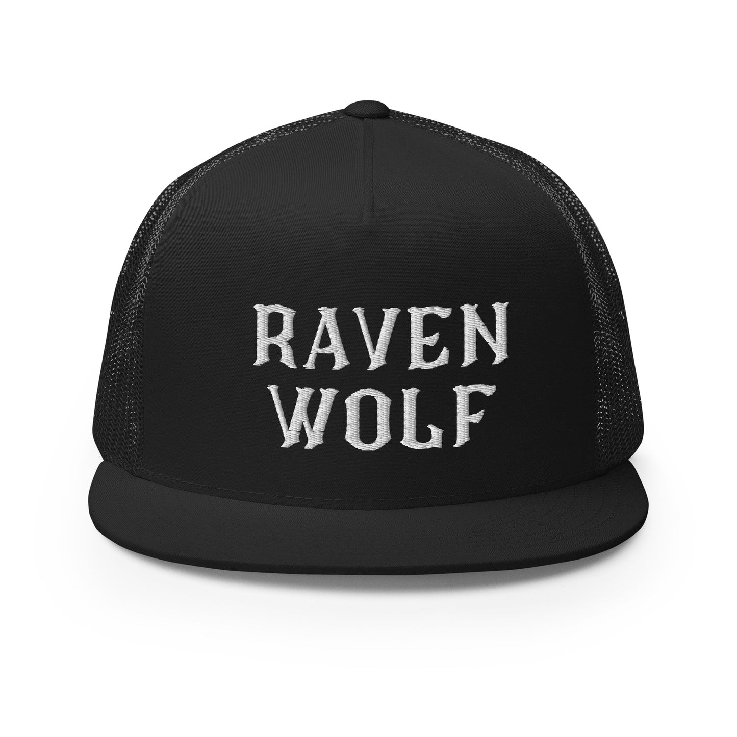 Raven Wolf Embroidery Trucker Cap