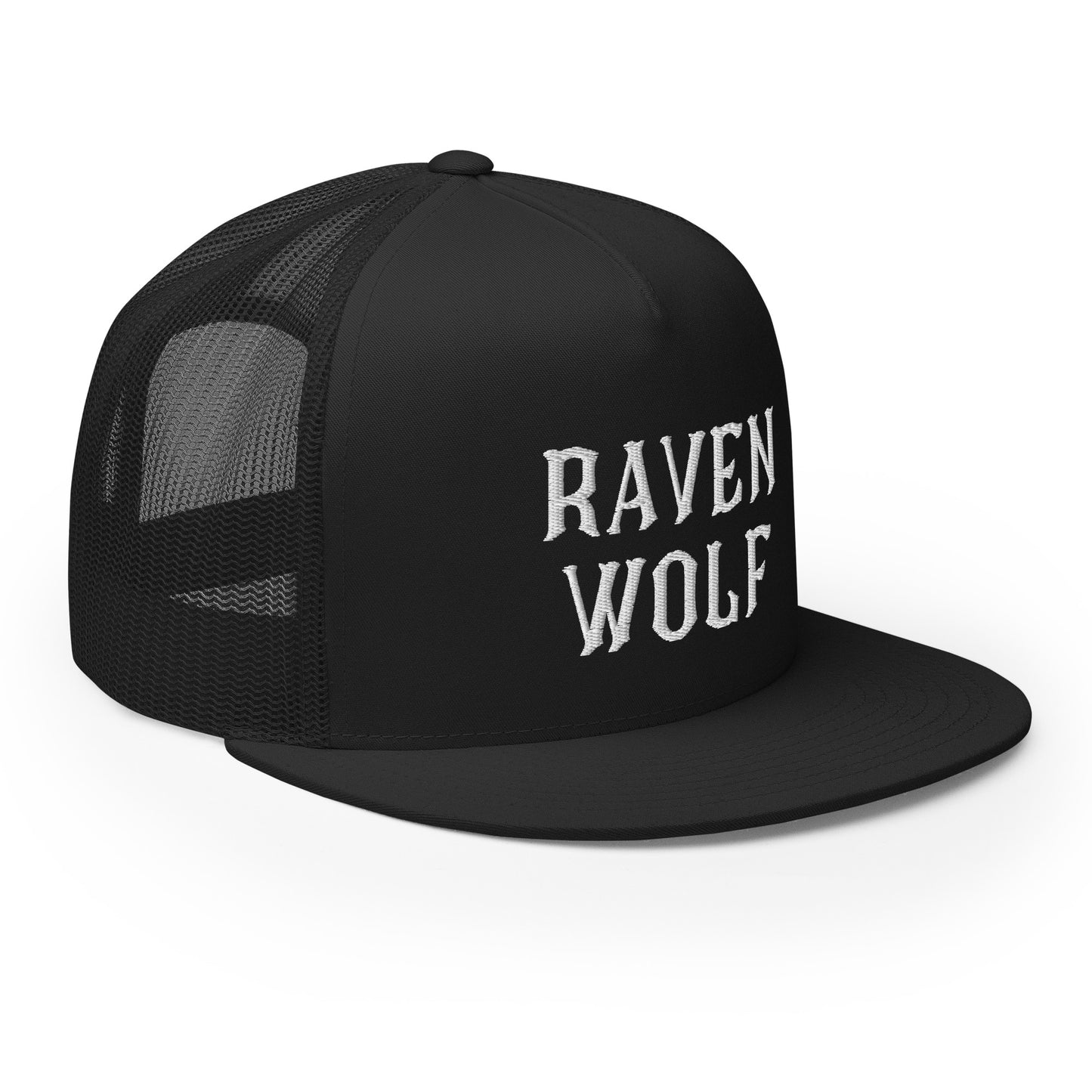 Raven Wolf Embroidery Trucker Cap