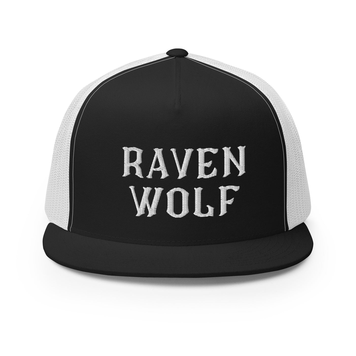 Raven Wolf Embroidery Trucker Cap