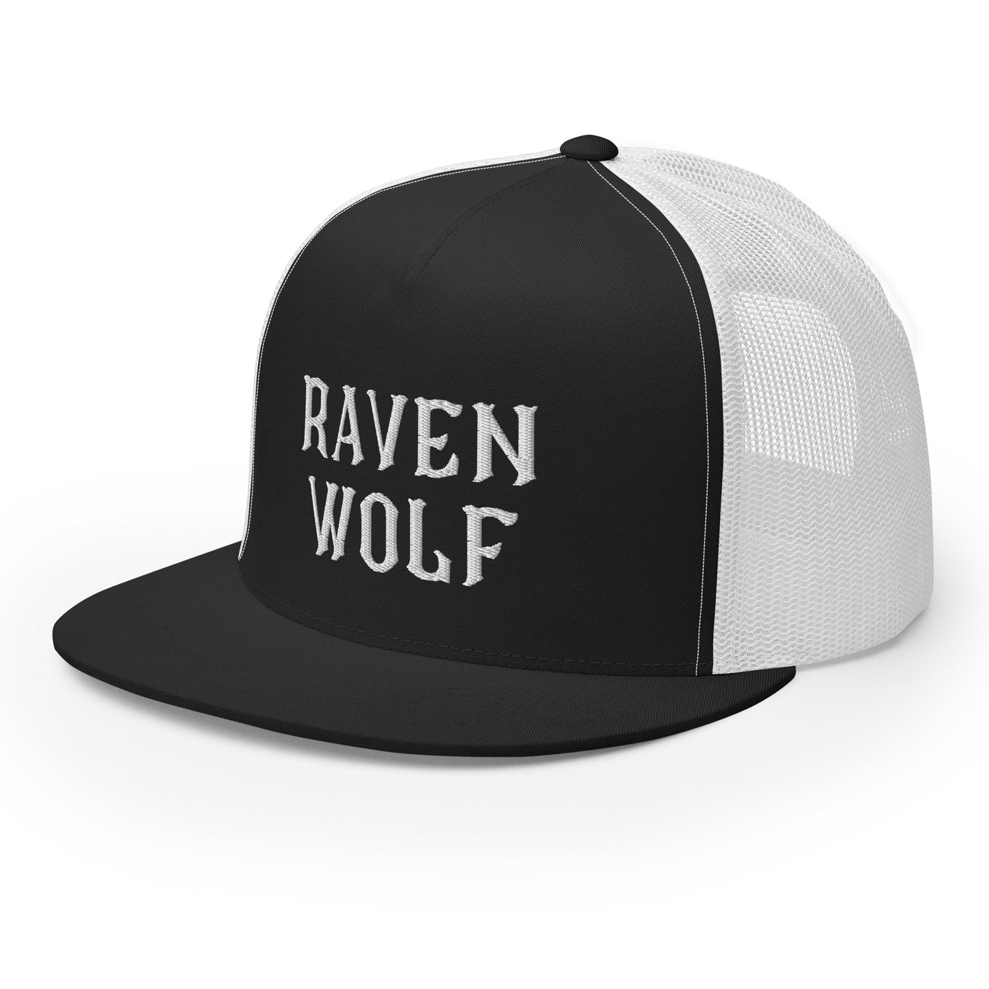 Raven Wolf Embroidery Trucker Cap