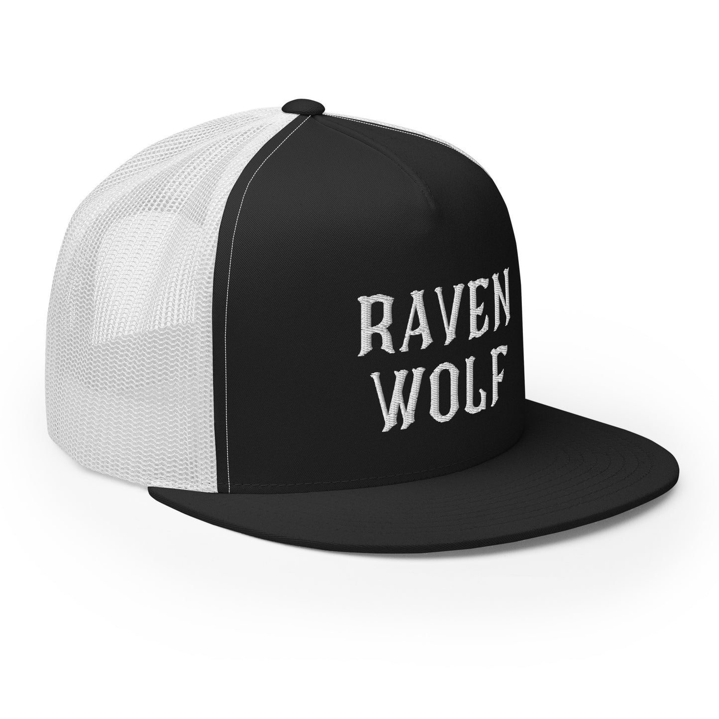 Raven Wolf Embroidery Trucker Cap