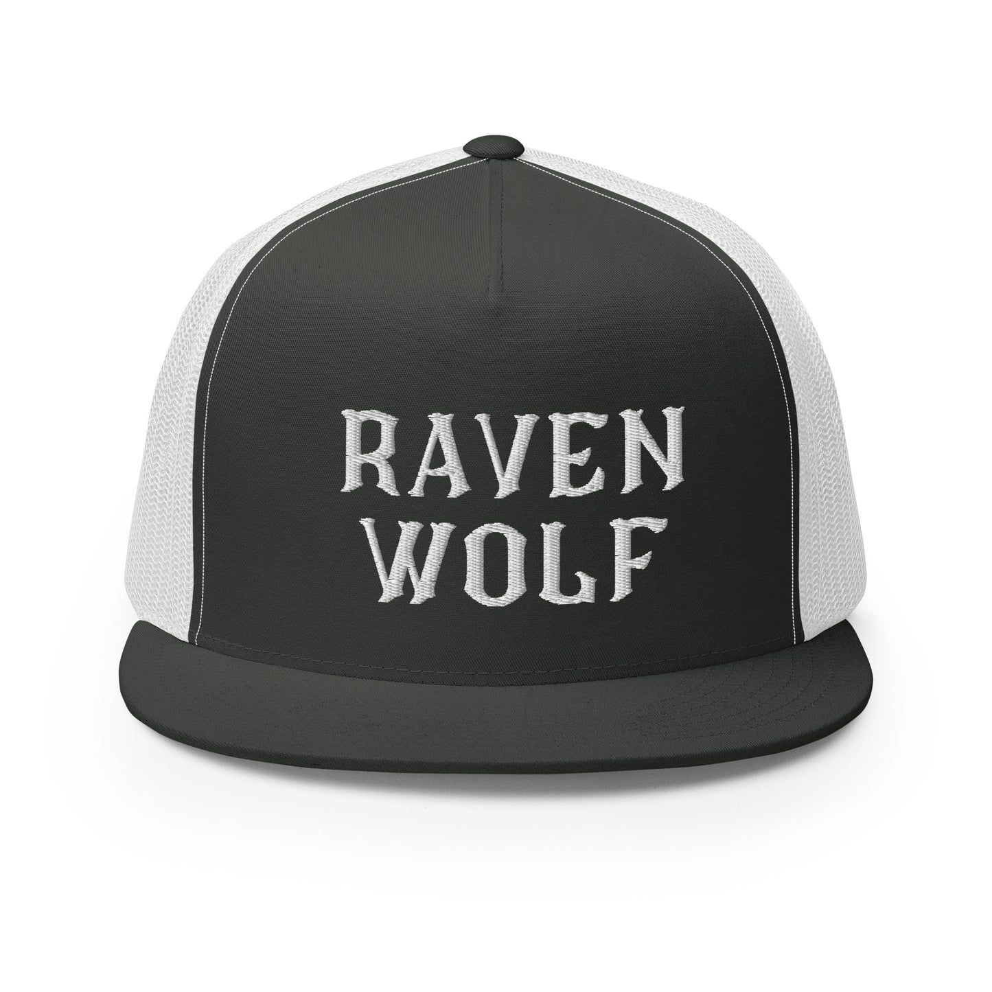 Raven Wolf Embroidery Trucker Cap