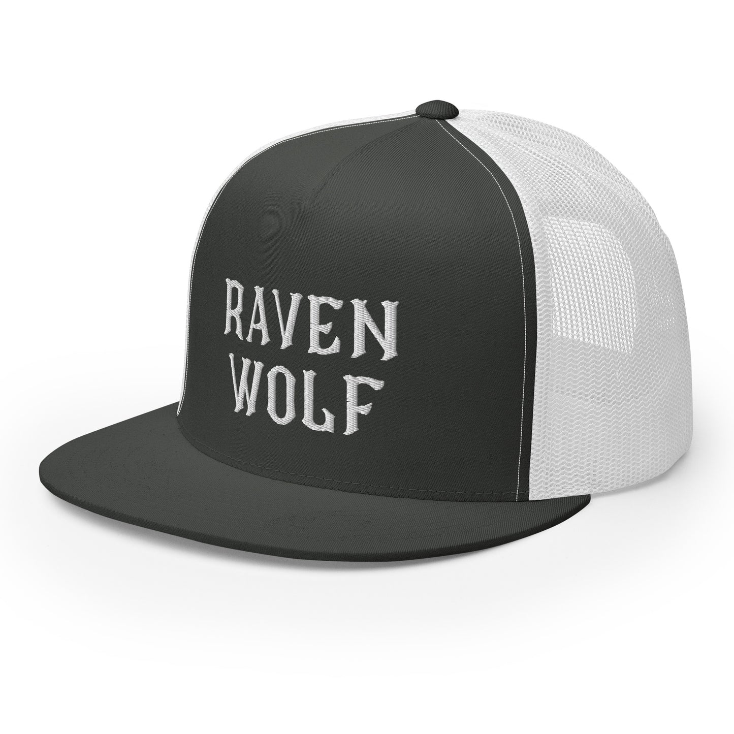 Raven Wolf Embroidery Trucker Cap