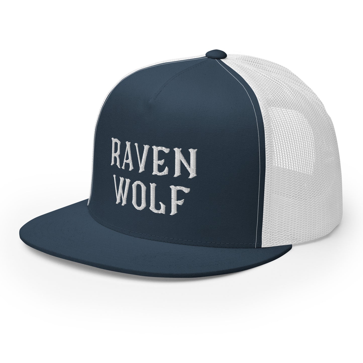 Raven Wolf Embroidery Trucker Cap