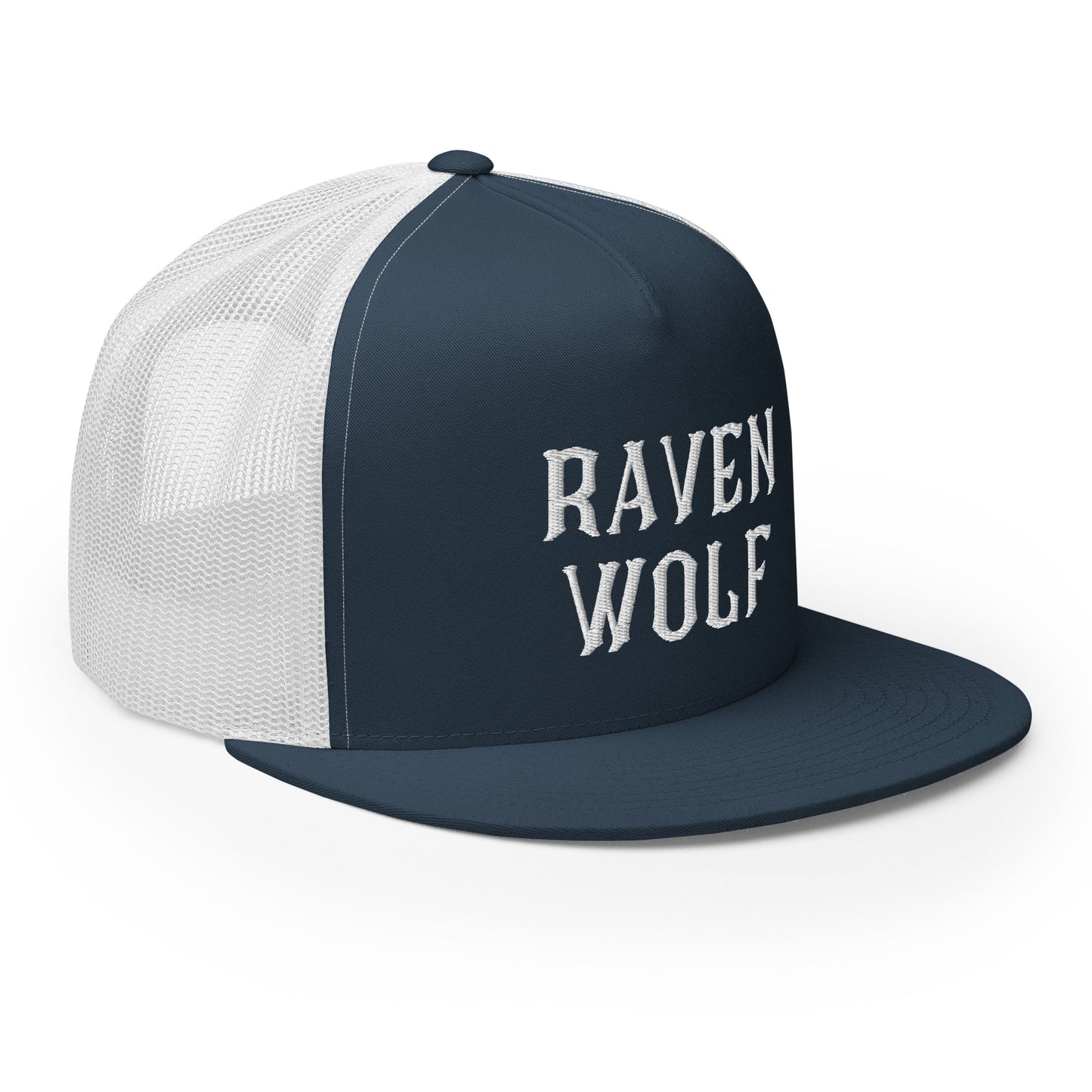 Raven Wolf Embroidery Trucker Cap