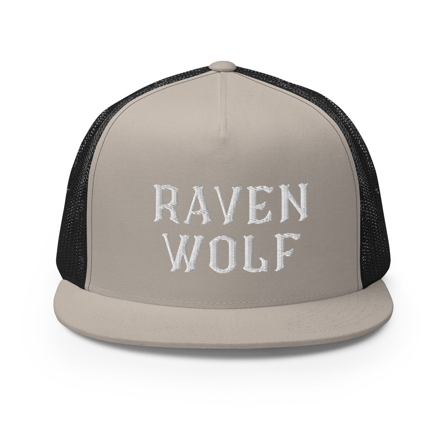 Raven Wolf Embroidery Trucker Cap