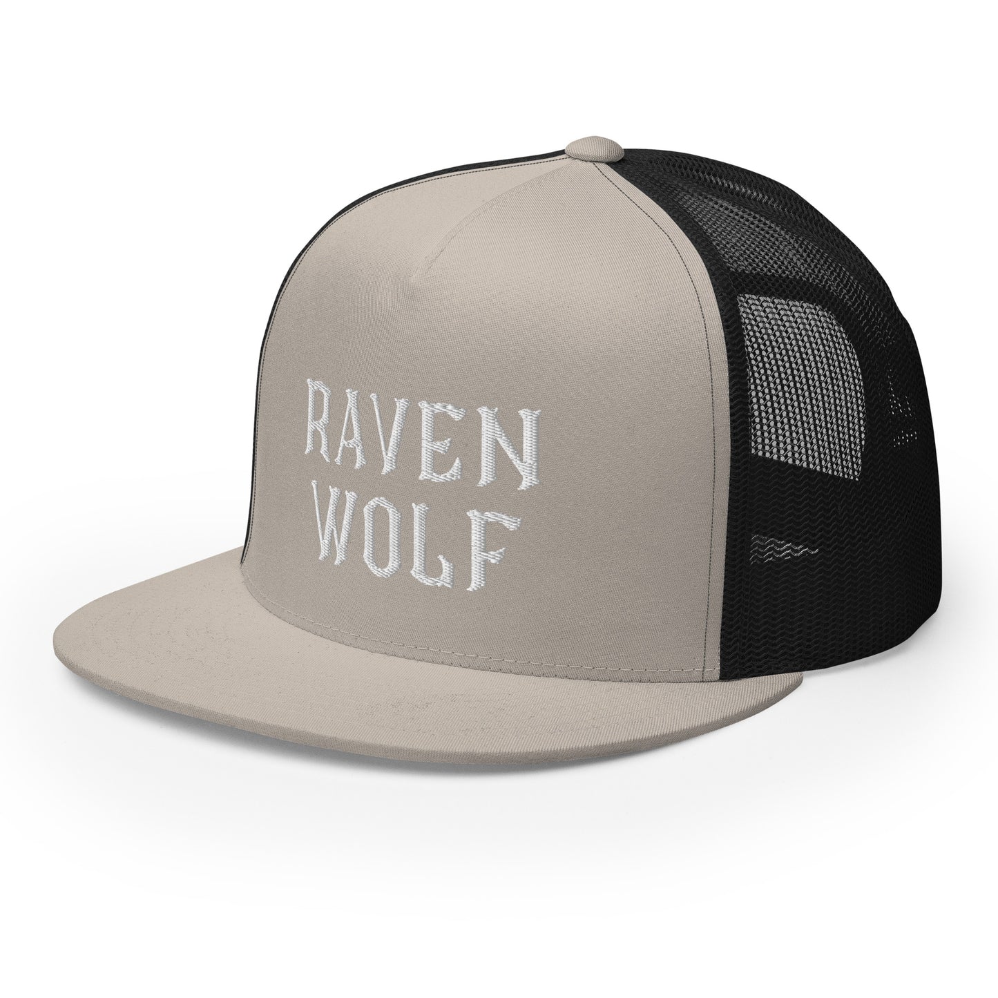 Raven Wolf Embroidery Trucker Cap