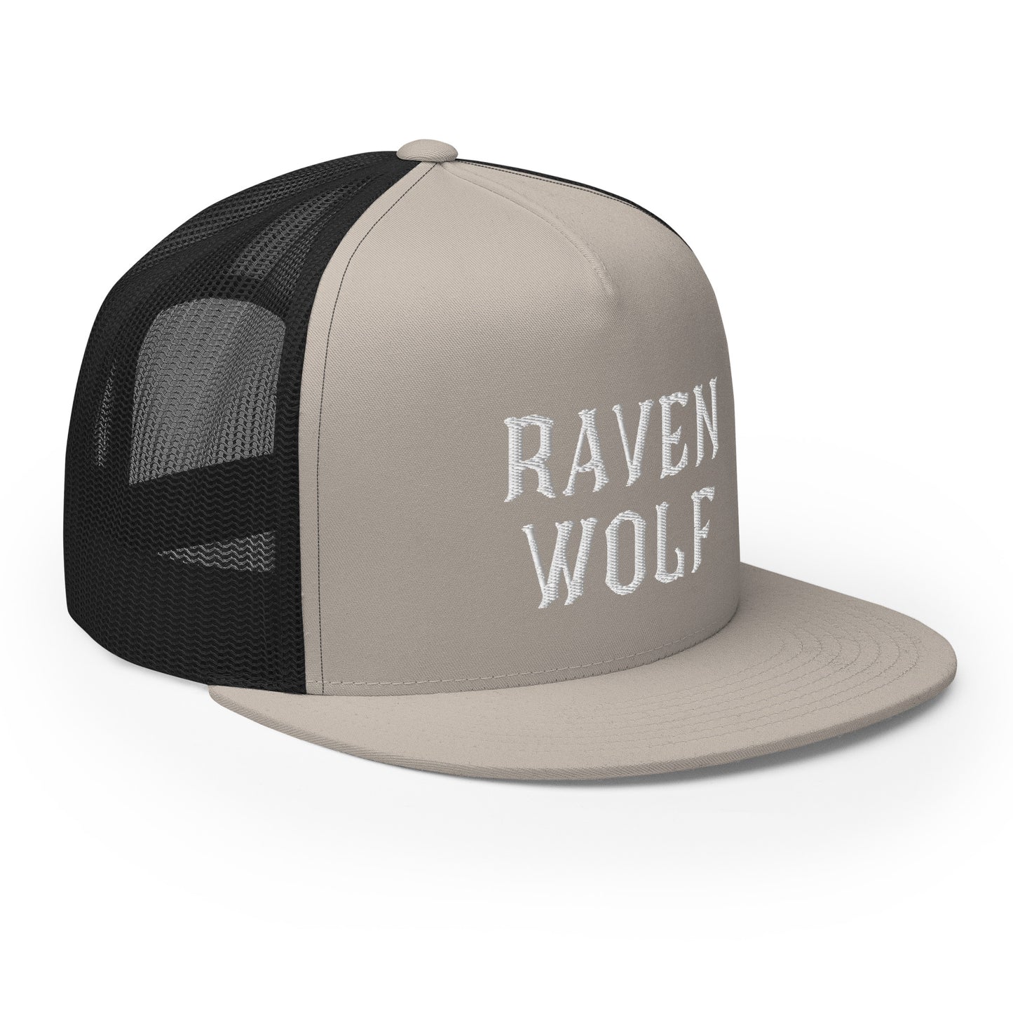 Raven Wolf Embroidery Trucker Cap