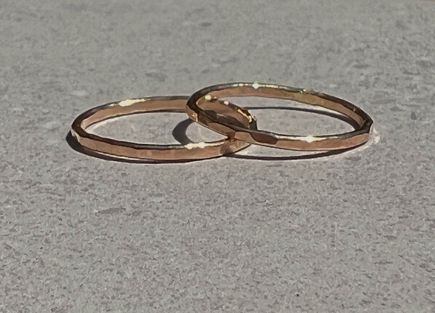 14k Yellow Gold Hammered Rings