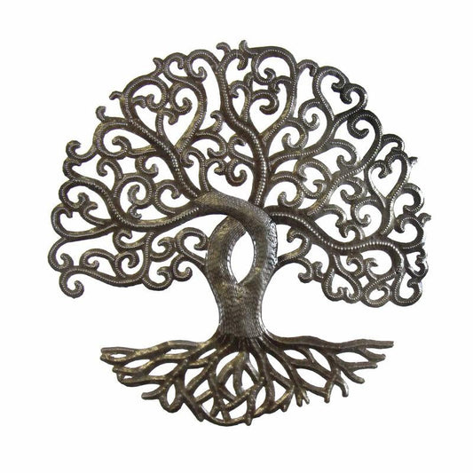 Tree of Life Curly 14 " Haitian Metal Drum Wall Art