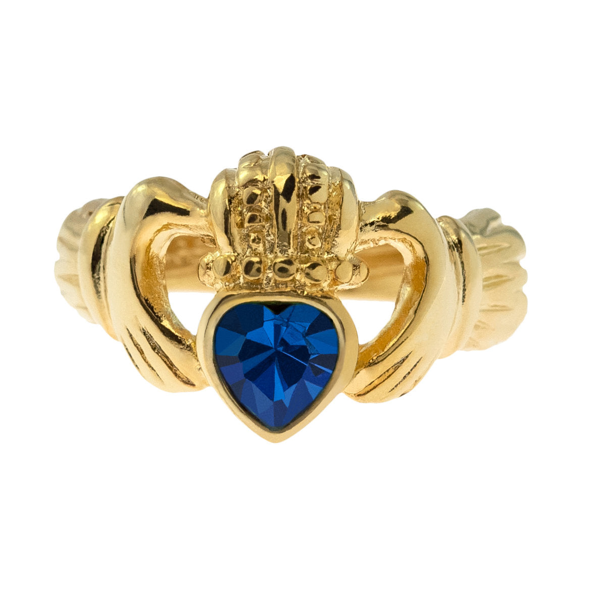 Vintage Jewelry Sapphire Austrian Crystal Claddagh Ring