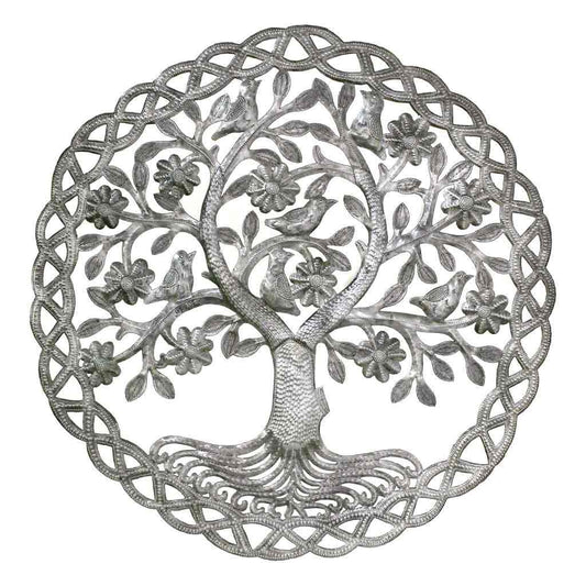 Dancing Tree of Life 24" Haitian Metal Drum Wall Art,