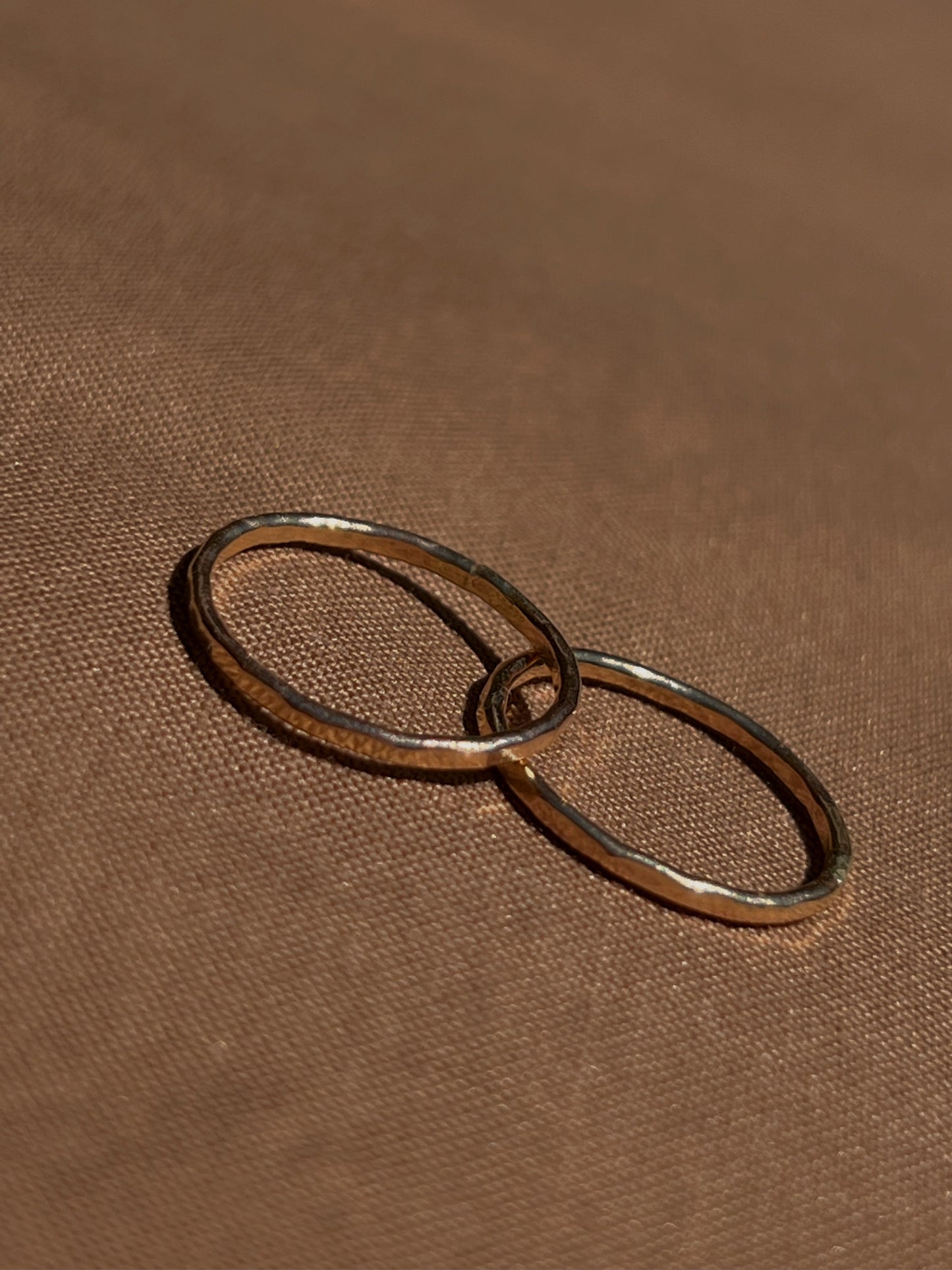 14k Yellow Gold Hammered Rings