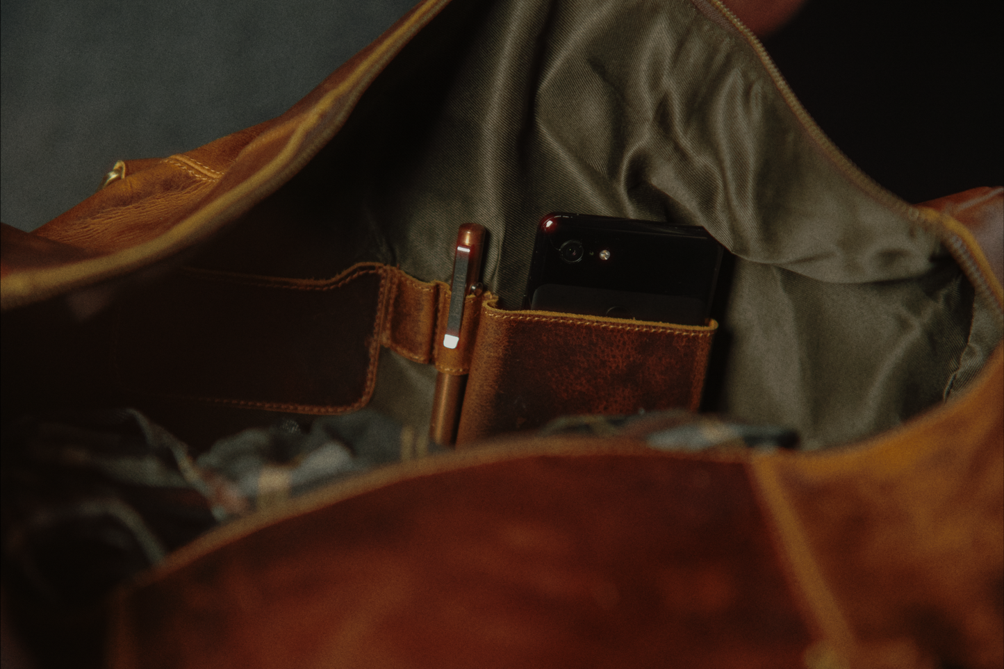 The “Hemingway” Buffalo Leather Duffle Bag by Vintage Gentlemen