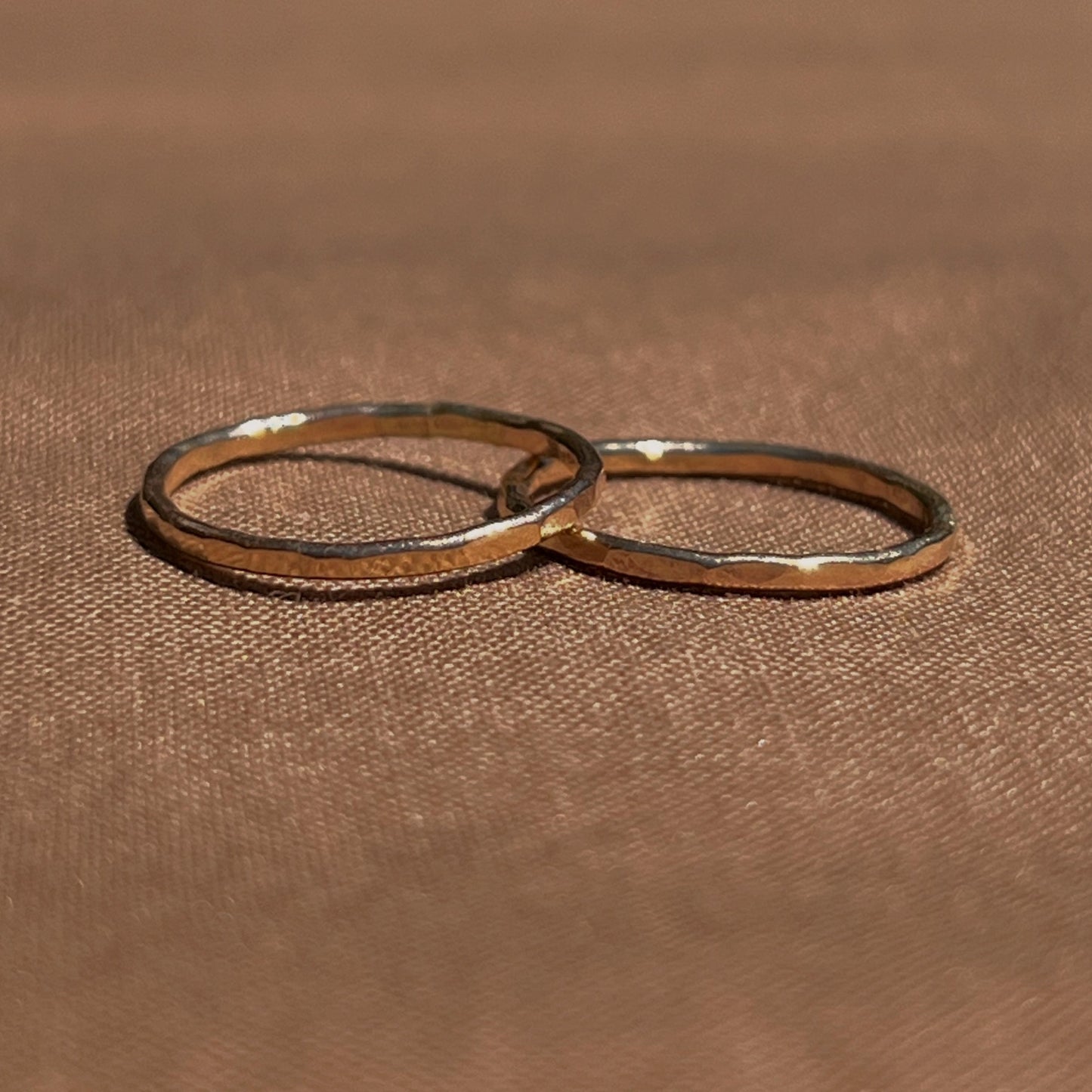 14k Yellow Gold Hammered Rings