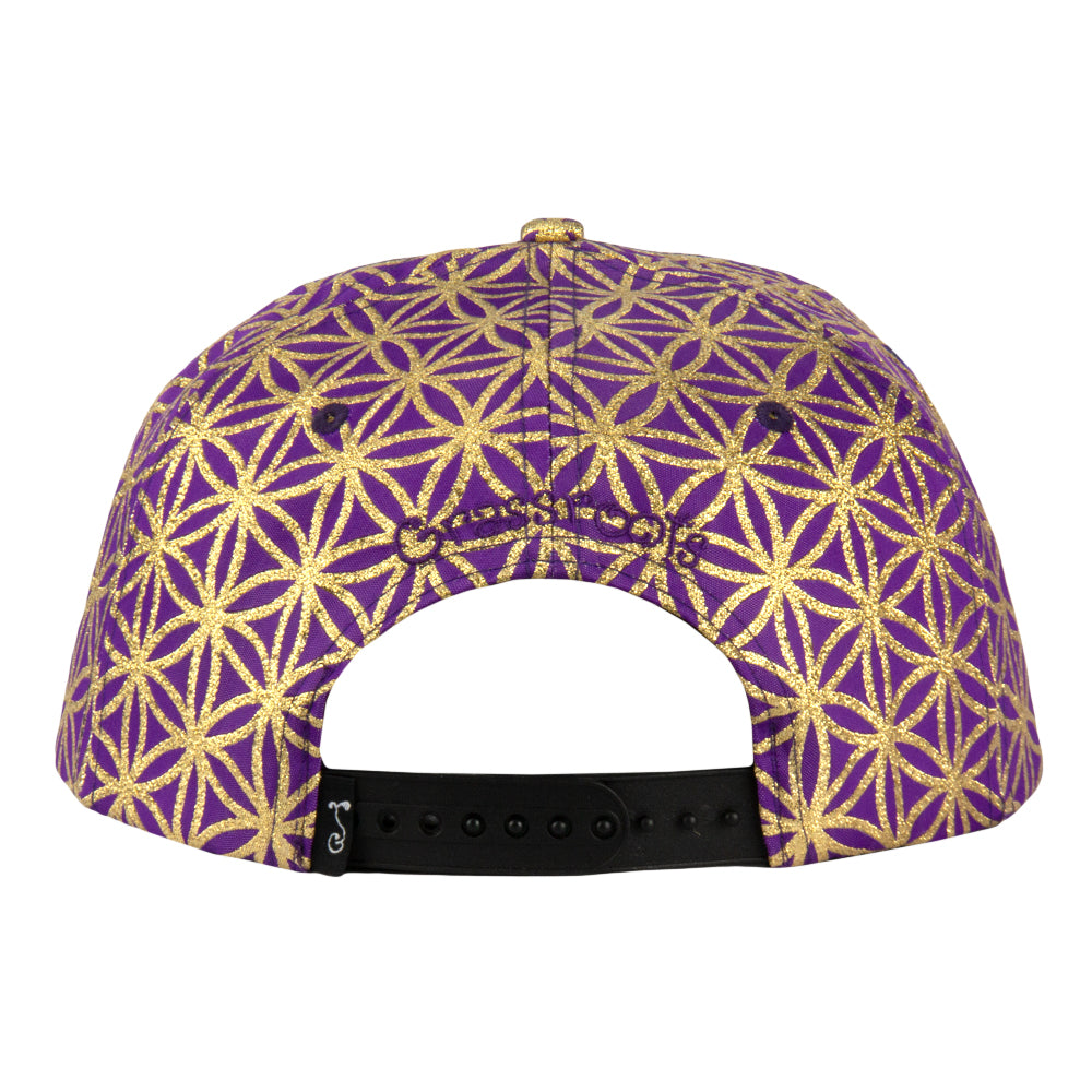 Removable Bear Flower of Life Royal Snapback Hat by Grassroots California