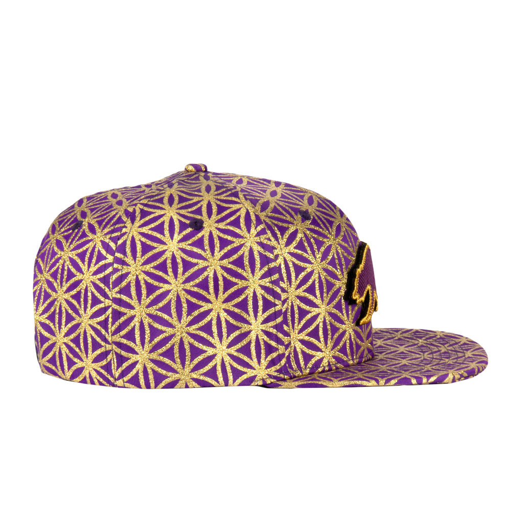 Removable Bear Flower of Life Royal Snapback Hat by Grassroots California