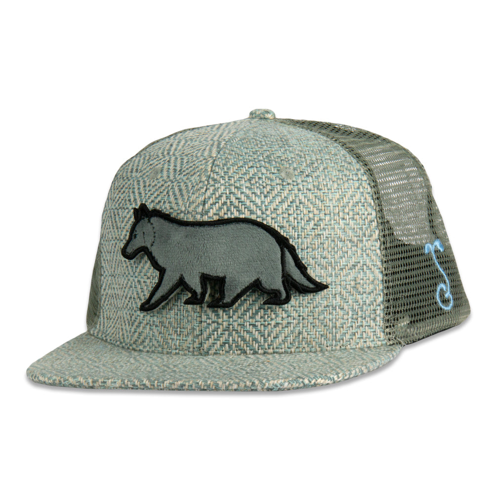 Removable Bear Gray Wolf Mesh Snapback Hat by Grassroots California