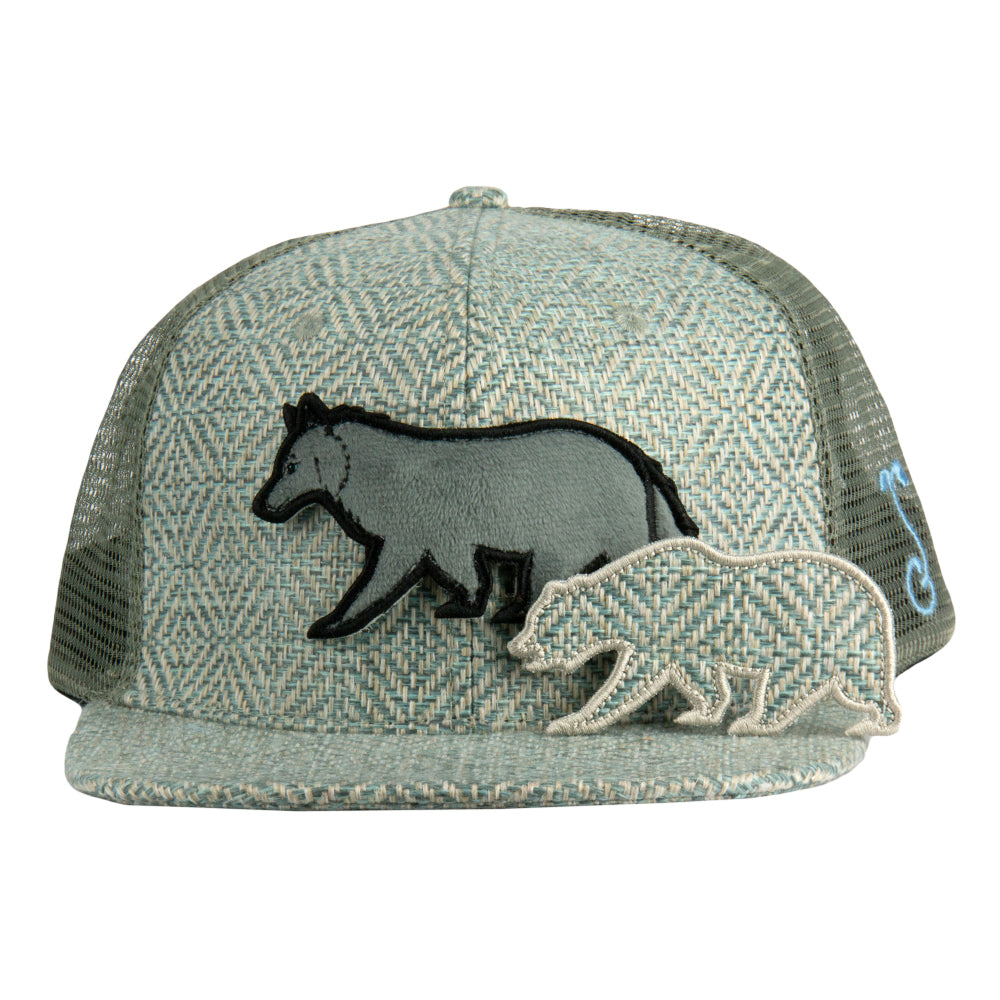 Removable Bear Gray Wolf Mesh Snapback Hat by Grassroots California