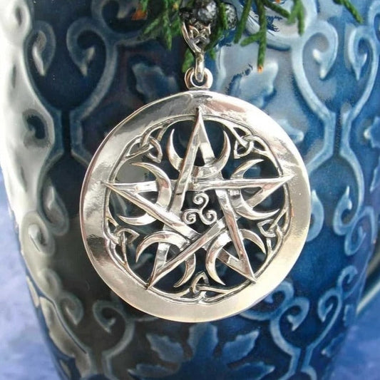 Crescent Moon Pentacle Necklace by The Cursed Closet