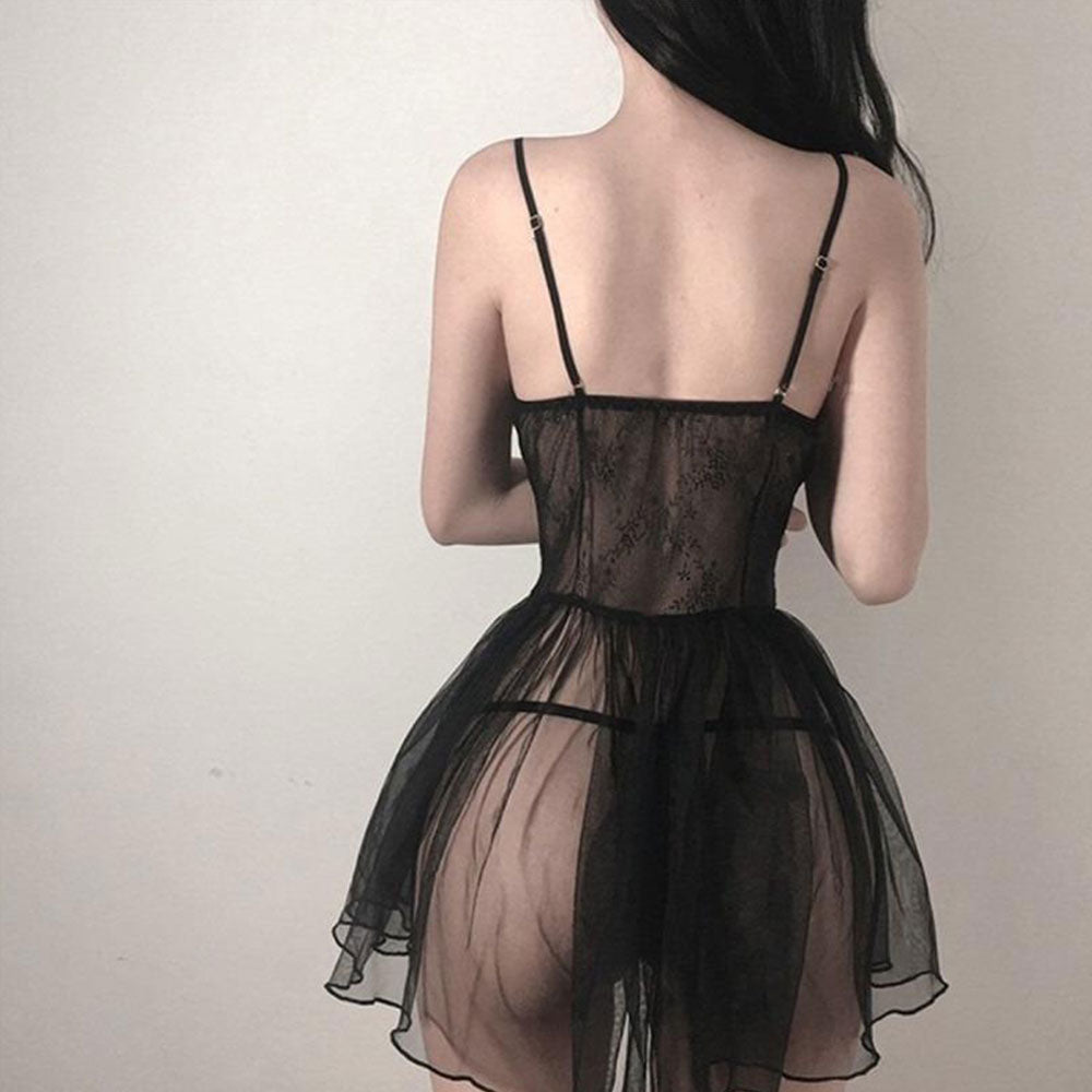 Black Lace Transparent Lolita Lingerie Dress by The Cursed Closet