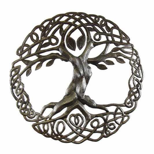 Celtic Tree of Life 24" Haitian Metal Drum Wall Art