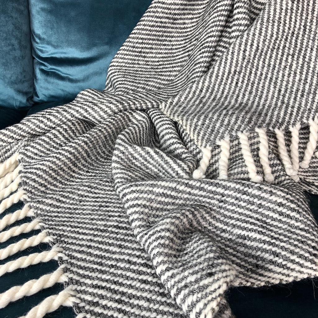 Chunky Black Stripe Alpaca Throw by SLATE + SALT