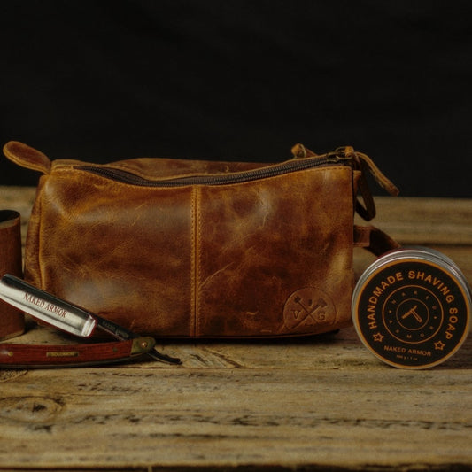 The Draper Leather Toiletry Bag by Vintage Gentlemen