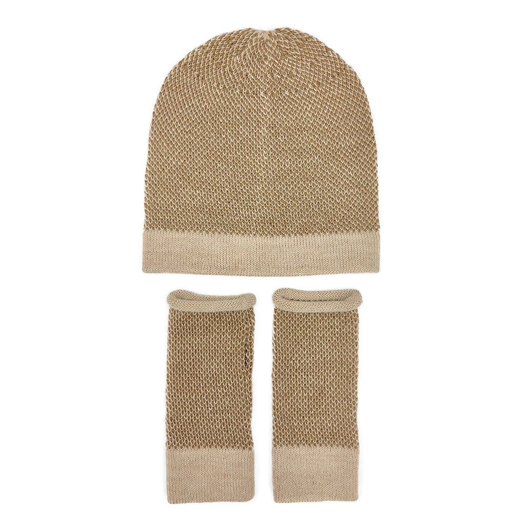 Camel Interwoven Alpaca Beanie by SLATE + SALT