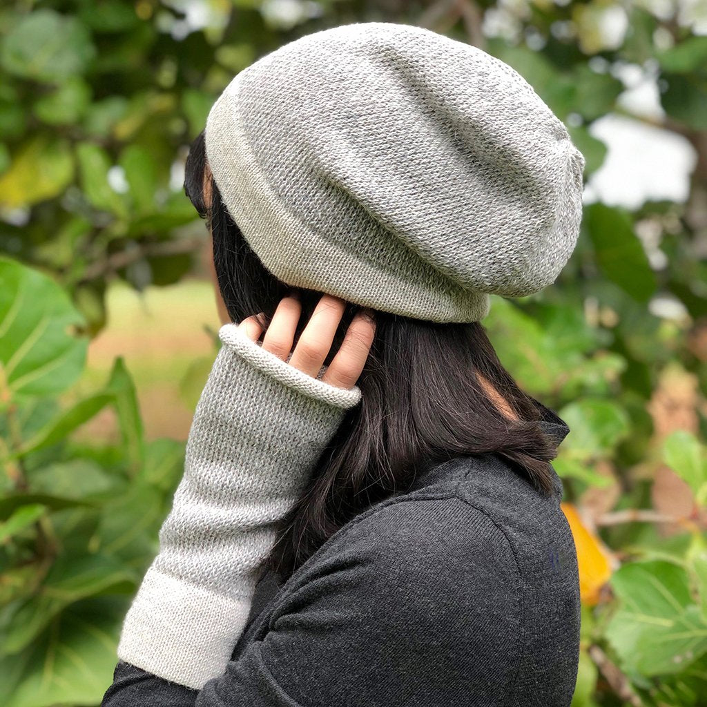 Gray Interwoven Alpaca Beanie by SLATE + SALT