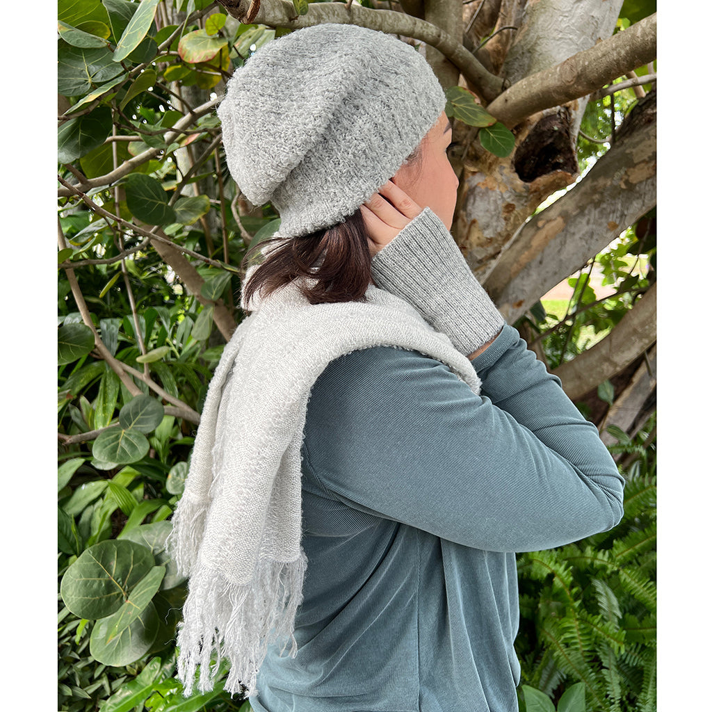 Gray Loop Knit Alpaca Beanie by SLATE + SALT