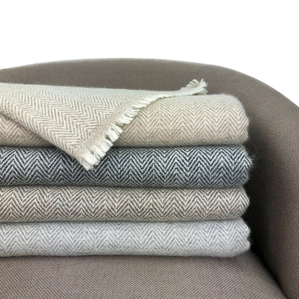 Espresso Herringbone Cashmere Throw by SLATE + SALT