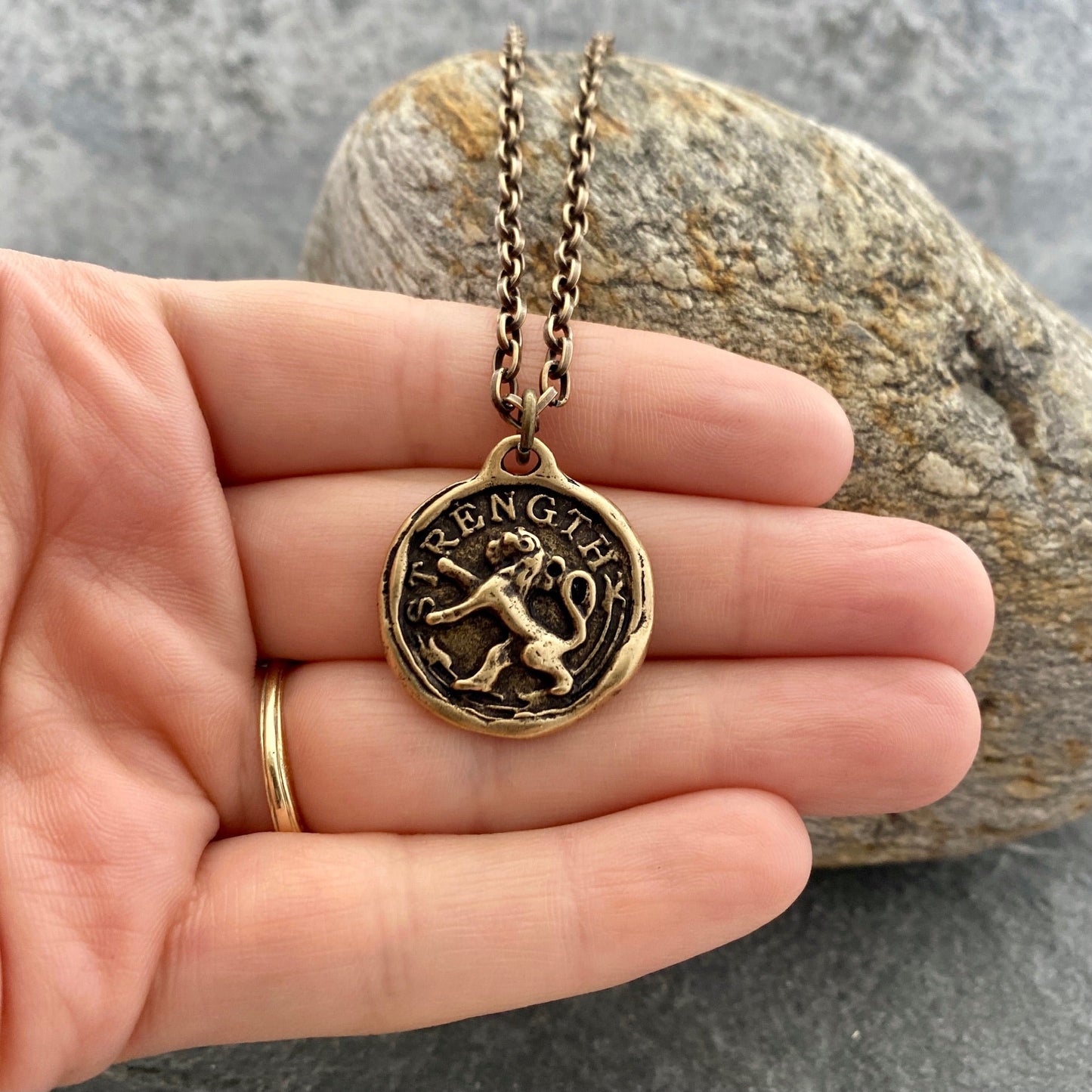 Vintage Gentlemen “Strength” Bronze Lion Pendant