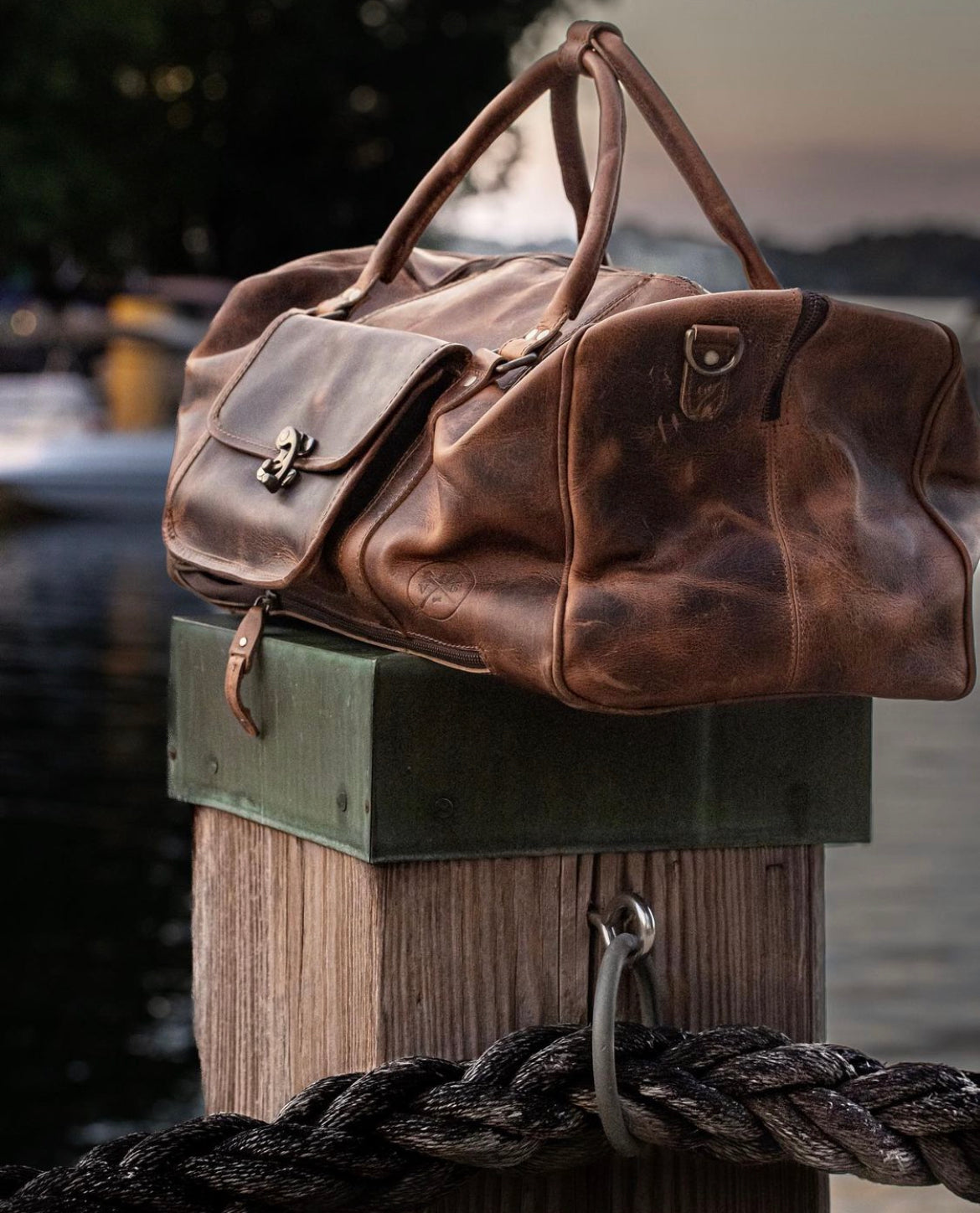 The “Hemingway” Buffalo Leather Duffle Bag by Vintage Gentlemen