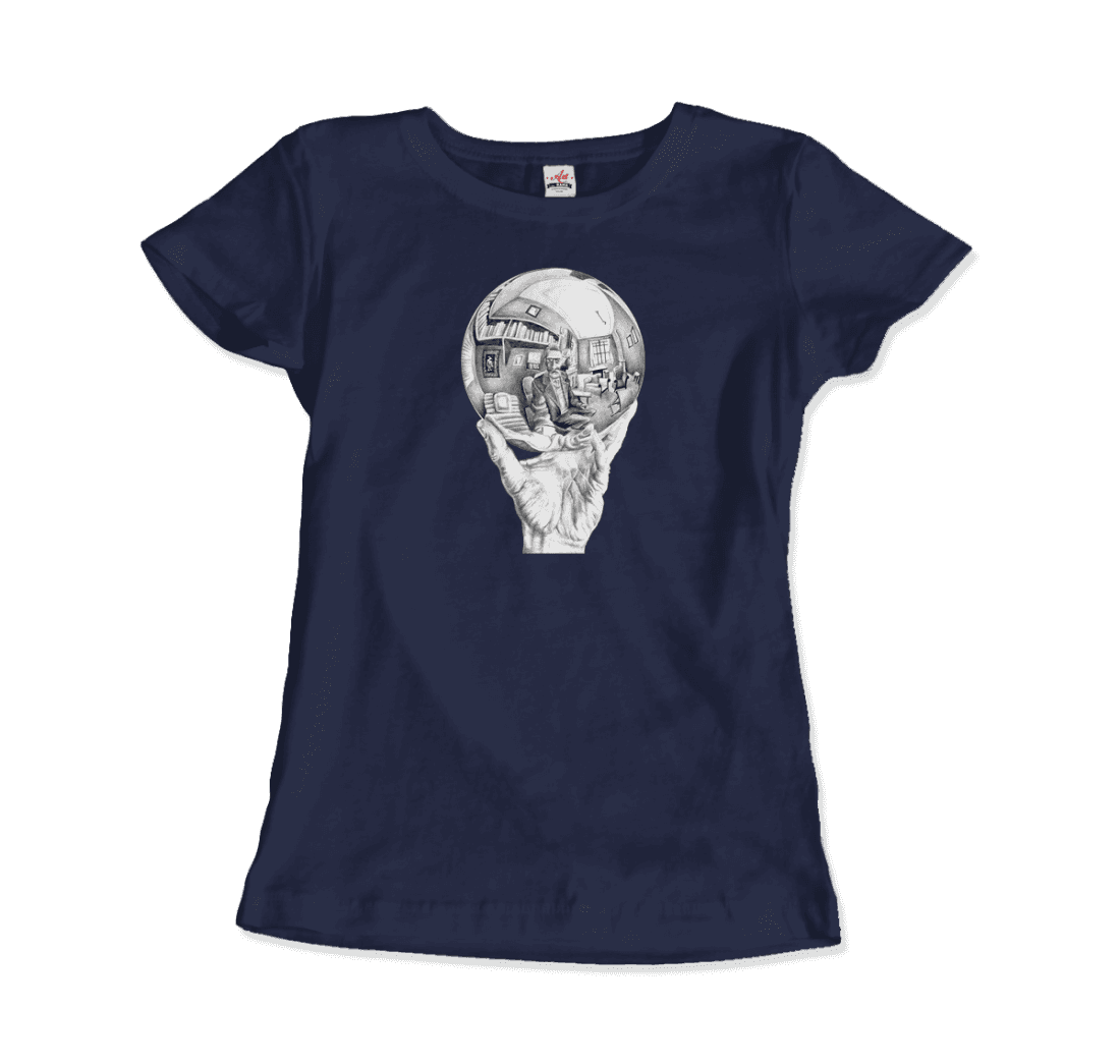 M.C. Escher Hand with Reflective Globe T-Shirt by Art-O-Rama Shop