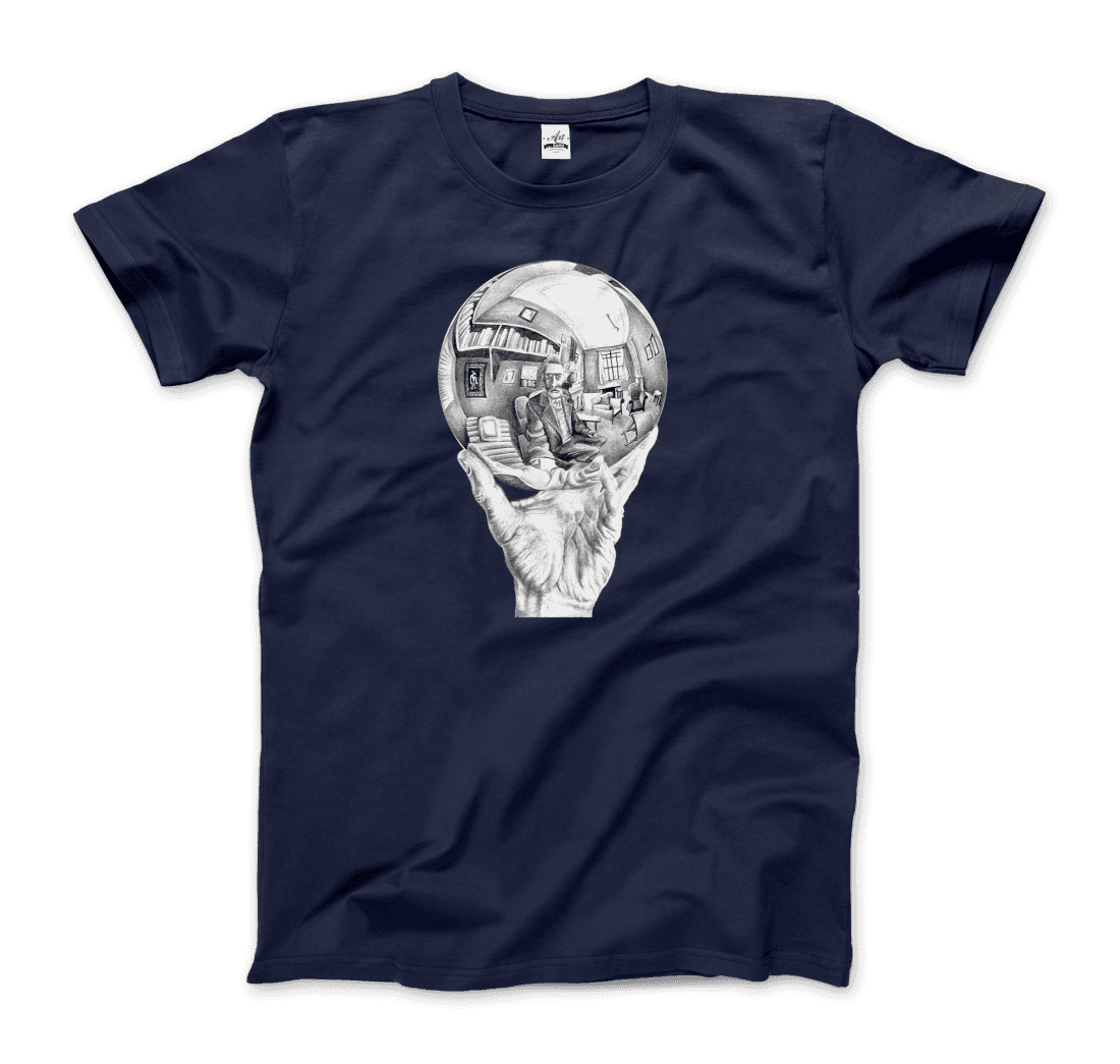 M.C. Escher Hand with Reflective Globe T-Shirt by Art-O-Rama Shop