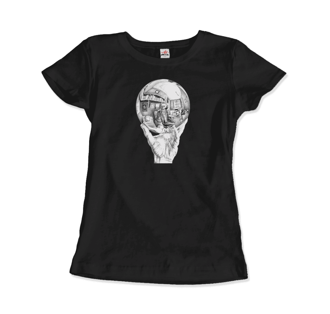 M.C. Escher Hand with Reflective Globe T-Shirt by Art-O-Rama Shop