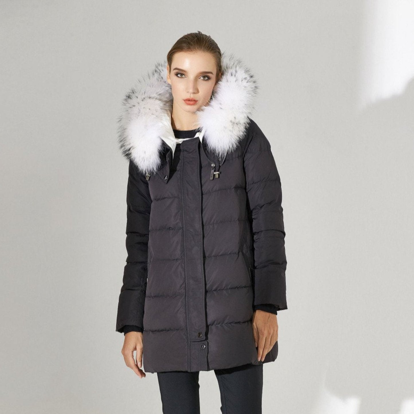 Faux Fox Extended Down Jacket by White Market