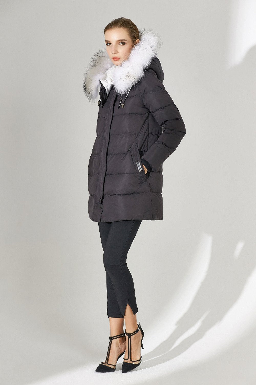 Faux Fox Extended Down Jacket by White Market