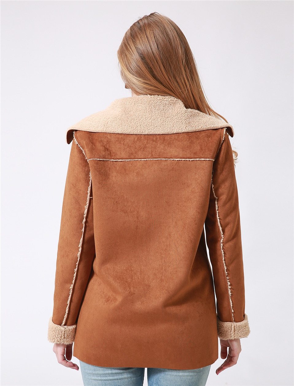 Suede Lamb's Wool Sherpa Teddy Jacket by White Market