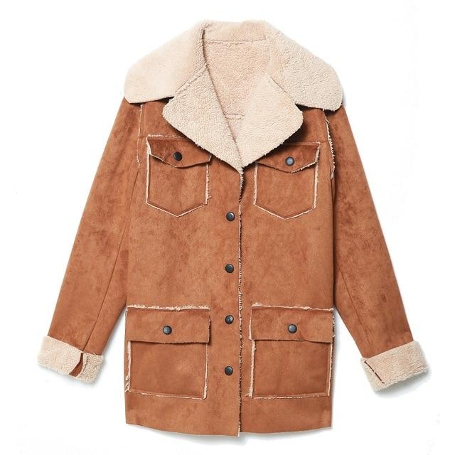 Suede Lamb's Wool Sherpa Teddy Jacket by White Market