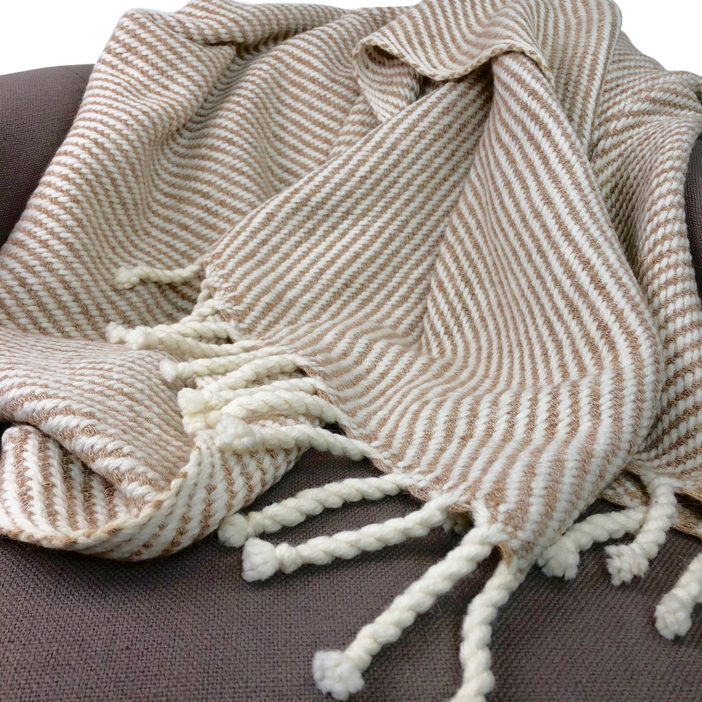 Chunky Camel Stripe Alpaca Throw by SLATE + SALT