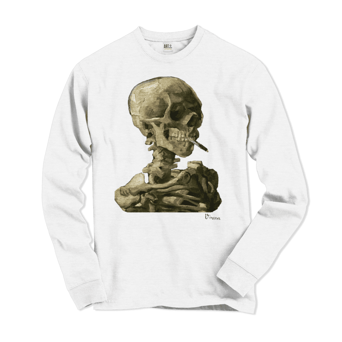 Van Gogh Skull of a Skeleton with Burning Cigarette 1886 Long Sleeve Shirt by Art-O-Rama Shop