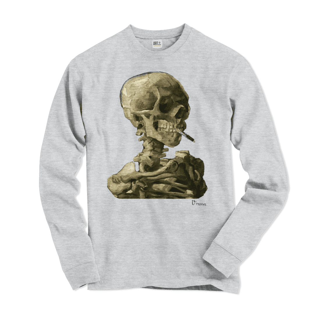 Van Gogh Skull of a Skeleton with Burning Cigarette 1886 Long Sleeve Shirt by Art-O-Rama Shop