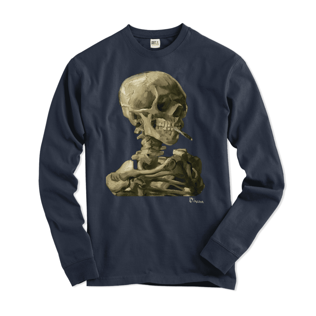 Van Gogh Skull of a Skeleton with Burning Cigarette 1886 Long Sleeve Shirt by Art-O-Rama Shop