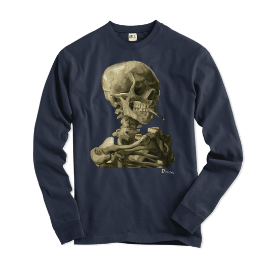 Van Gogh Skull of a Skeleton with Burning Cigarette 1886 Long Sleeve Shirt by Art-O-Rama Shop